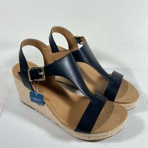 NEW Kenneth Cole Reaction Women's Card T-Strap Espadrille Wedge Sandal Sz 10M